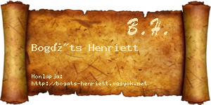 Bogáts Henriett névjegykártya